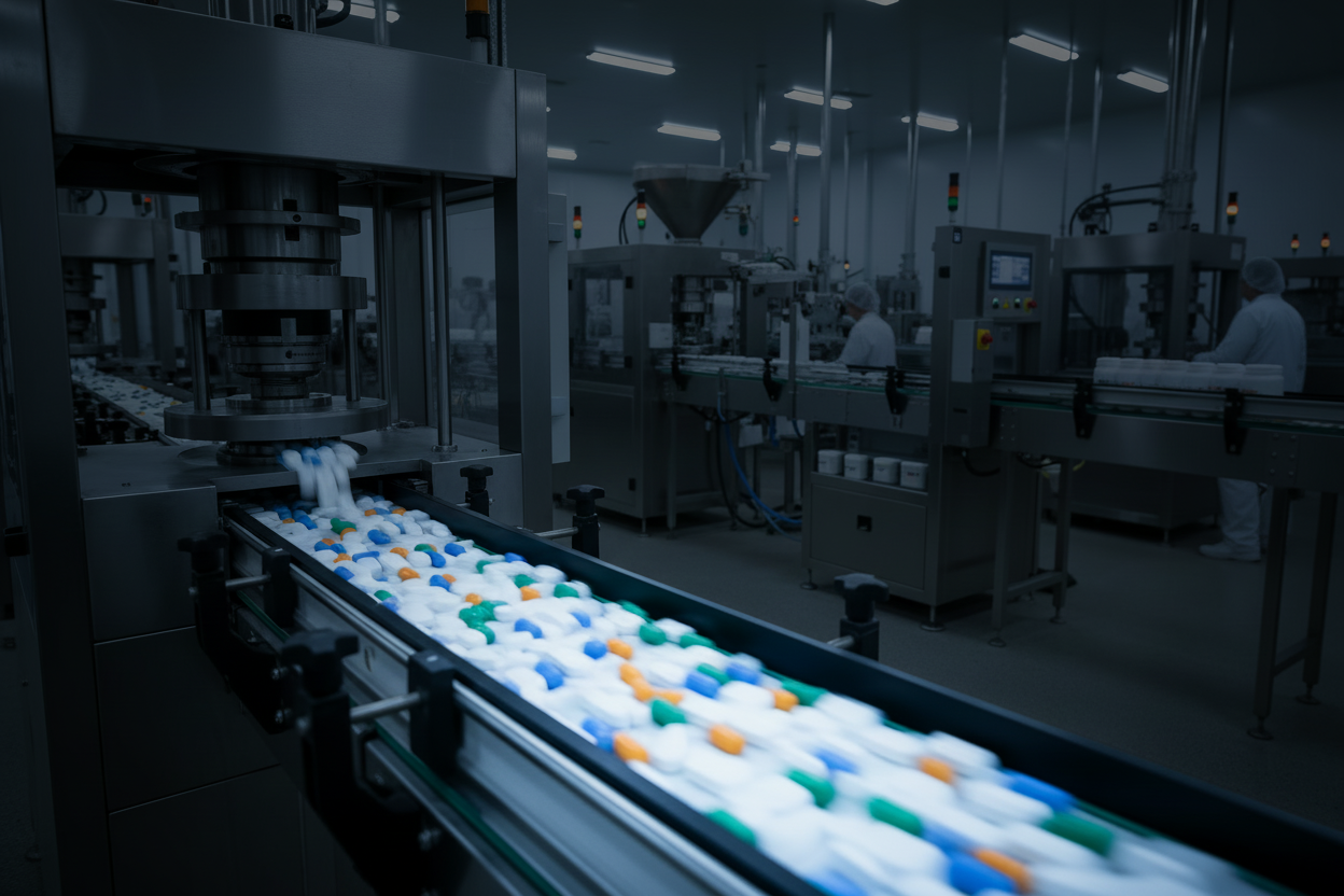 video of machine producing lots of tablets - something that relates to direct from manufacturer 